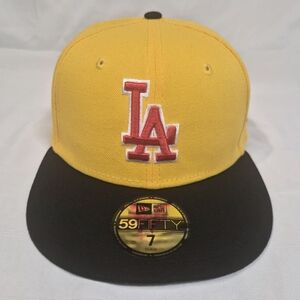 Men's Yellow, Black Los Angeles Dodgers Grilled 59FIFTY Fitted Hat Size 7